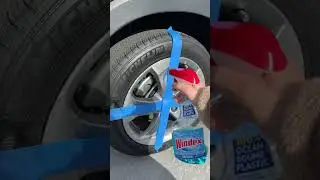 Girl gives tire a makeover with tape and cleaning supplies #Shorts