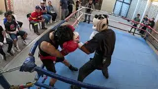 Sparring Yosgart &ldquo;Dinamita&rdquo; Uscanga (careta Blanca) recibiendo visita Cardenas Boxing Round 1 