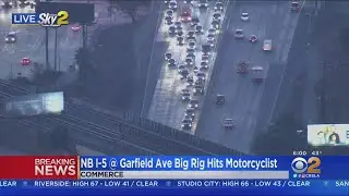 Motorcycle Struck By Big Rig On 5 Freeway in Commerce
