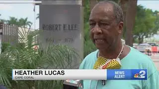 Protestors call for Robert E. Lee bust to be removed permanently from downtown Fort Myers