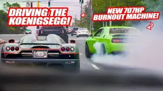 Driving The Koenigsegg CCX! & Picking Up a 707HP HELLCAT! (greatest burnout machine ever lol)