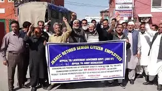 Srinagar: SRTC Retired Employees Protest For Release Of Pending Dues