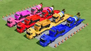 Garage With Color - COLORFUL CASE EXCAVATOR, ELKON MIXER TRUCK TRANSPORTING WITH DUMP TRUCK