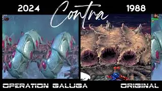 CONTRA - Operation Galuga 2024 vs Original 1988 / All bosses comparison #konami