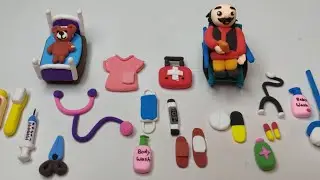 DIY How To make polymer Clay Easy Miniature Doctor Set||DIY  clay mini doctor kit tutorial||