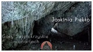 Jaskinia Piekło na nartach biegówkach BC w Górach Świętokrzyskich i roboty drogowe