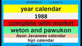 1988 calendar complete with markets - weton and pawukon