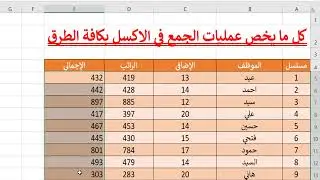 اسرع طرق الجمع في الإكسل - Fastest Sum ways in Excel