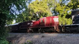 NS 92G inspection train with NS 34 & 33 and a SD40-2 leading in Charlottesville Virginia