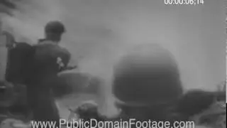 American Marine with Flame Thrower in Pacific Islands WWII archival stock footage