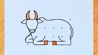 Easy OX drawing from 4&times;6 dots  // Easy Bull drawing // OX Rangoli // Mattu pongal kolam
