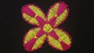 Very beautiful hand embroidery with yellow and pink yarn 🧶