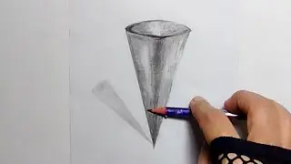 How to draw 3d cone model shape.#3d drawing tutorial#3d shapes.#3d cone.