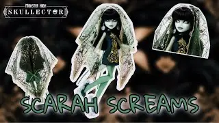 Monster High Skullector| Scarah Screams Doll Review + Soft Unboxing!!👻💚