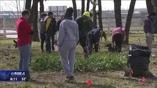 Volunteers help clean up Irving slave cemetery