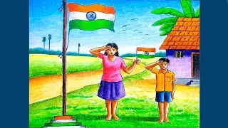 How to draw scenery of independence day step by step/15th august scenery drawing
