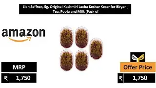 Lion Saffron, 5g, Original Kashmiri Lacha Keshar Kesar for Biryani, Tea, Pooja and Milk Pack of