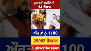 ਫ਼ਰਵਰੀ ਦੇ ਵੱਡੇ ਐਲਾਨ, 2500 Pension, 1000 Woman Pension, #pension #news