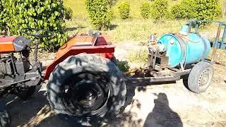 Mostrando o pulverizador caseiro em ação