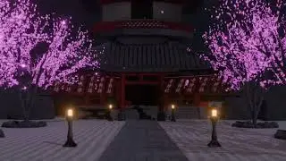 Japanese temple (sakura tree) - 3D Blender