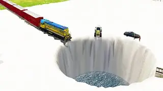 Trains vs Giant Pit &ndash; BeamNG.Drive