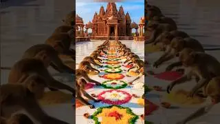 Monkeys decorate Ram Temple in a grand manner #ai #monkey #shorts