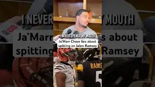 Ja&rsquo;Marr Chase blatantly lied when asked if he spit on Jalen Ramsey 🥴 #jamarrchase #steelers #viral