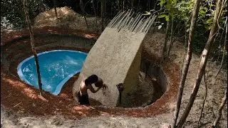 Building a Secret Underground Jungle House with Pool