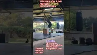 BURPEES BOX JUMP METCOM 5 Rondas 10 Toes to Bar 20 Kethelberg Swings 150 mts Run 8 Burpees Box Jump