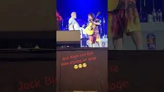 Jack Black and Kyle Gass arguing on stage.  in Austin tx