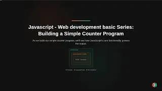 Javascript - Web development basic Series: Building a Simple Counter Program
