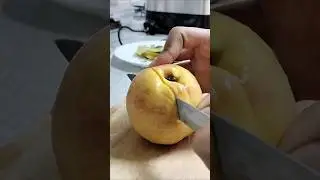cutting big whole yellow nectarine#nectarine #asmrsounds #satisfying #viralshort #shortvideo