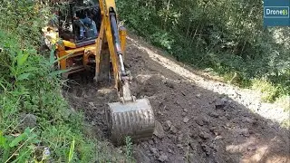 Hilly Narrow Road Excavation-JCB Backhoe Loader-Hilly Road Work for Hilly Villagers
