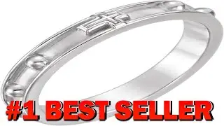 Men's & Women's 14k White Gold 3.20mm Cross & Rosary Band Ring - B007UNHTPE
