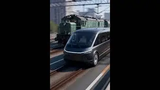 A train is running on the road instead of tracks.