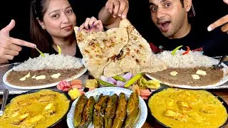 Eating Paneer Afghani, Bharwa Bengun, Dal Makhni, Butter Naan & Rice  | Homemade Food | Mukbang
