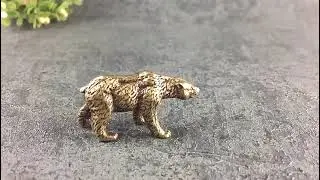 Vintage Solid Brass Bear Statue Craft Animal Figurine Miniature Tea Pet Ornament