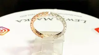 Rose gold and platinum diamond wedding ring - handmade by Lewis Malka in London - Amelie ring