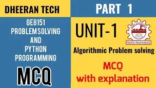 Anna University|GE8151 Problem Solving and Python Programming|Multiple choice questions|Unit 1