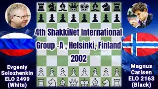 Magnus Carlsen vs Evgeniy Solozhenkin | Carlsen’s Early Defeat at Age 12| 2002 (Bogo-Indian Defense)