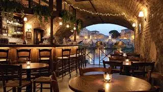 Peaceful Snowy Winter Night Café ❄️ Relaxing Piano Jazz & Fireplace Sounds For Focus & Peaceful Work