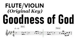 Goodness of God Flute Violin Original Key Sheet Music Backing Track Partitura
