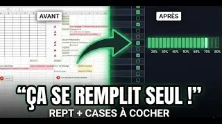 Tableau de suivi interactif Excel : cases à cocher + barre d’avancement (REPT) ✅
