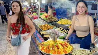 Best Place CAMBODIAN Street Food 2026 - Walking Tour Explore Phnom Penh Night Market at Riverside