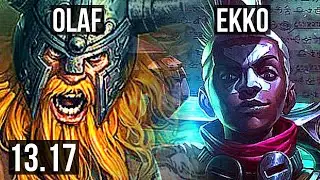 OLAF vs EKKO (JNG) | 7/1/5, 400+ games, Dominating | EUW Grandmaster | 13.17