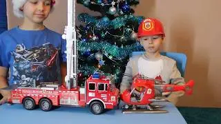 Play-Doh Town Fire Truck helicopter car Пожарная машина вертолёт Opening Christmas presents
