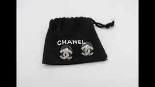 Authentic Chanel Logo Earrings Silver