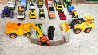 CAR TOYS Remove from Mud/ Sand | Funny Truck Search Rescue Mission | MiniTractor Transport by JCB