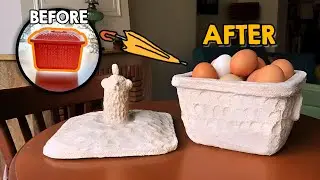 Handmade Egg Holder from a Cheap Plastic Tray | Papier-M&acirc;ch&eacute; DIY | part 2 | trash art