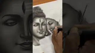 Hyper Realistic Shiv Parvati Ji Drawing #art #drawing #shivparvati #shorts #trending